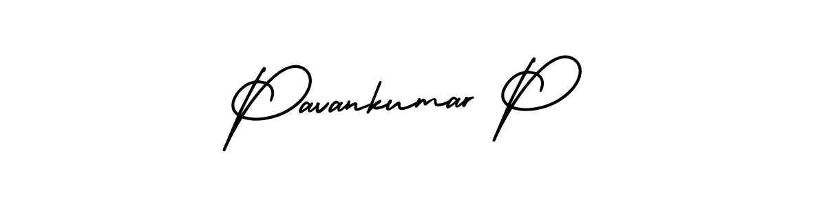 Pavankumar P stylish signature style. Best Handwritten Sign (AmerikaSignatureDemo-Regular) for my name. Handwritten Signature Collection Ideas for my name Pavankumar P. Pavankumar P signature style 3 images and pictures png