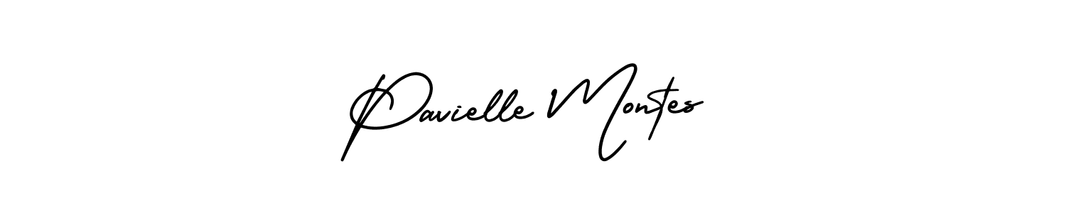The best way (AmerikaSignatureDemo-Regular) to make a short signature is to pick only two or three words in your name. The name Pavielle Montes include a total of six letters. For converting this name. Pavielle Montes signature style 3 images and pictures png