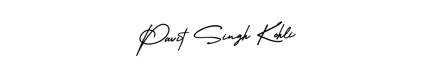 You should practise on your own different ways (AmerikaSignatureDemo-Regular) to write your name (Pavit Singh Kohli) in signature. don't let someone else do it for you. Pavit Singh Kohli signature style 3 images and pictures png