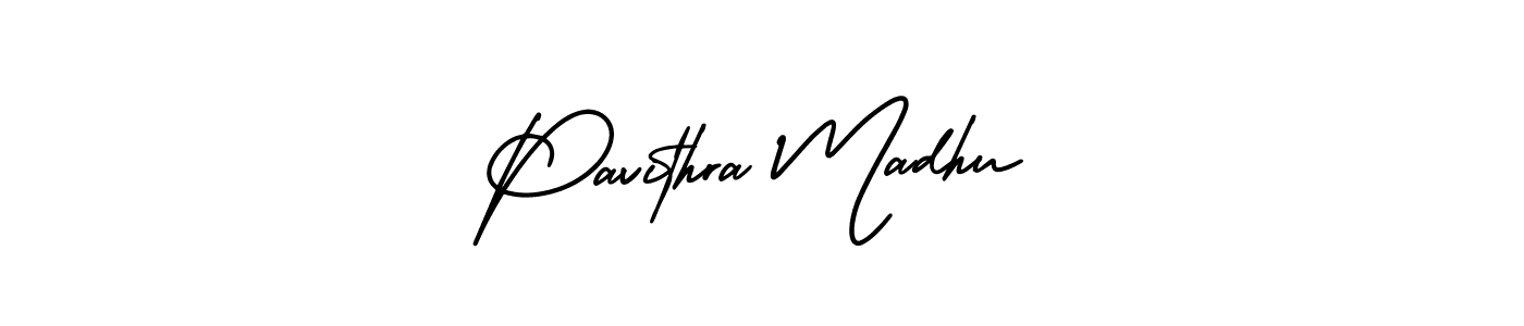How to make Pavithra Madhu name signature. Use AmerikaSignatureDemo-Regular style for creating short signs online. This is the latest handwritten sign. Pavithra Madhu signature style 3 images and pictures png