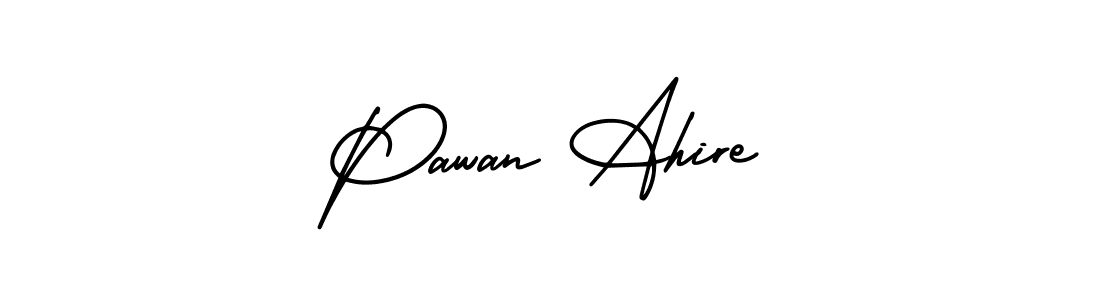 The best way (AmerikaSignatureDemo-Regular) to make a short signature is to pick only two or three words in your name. The name Pawan Ahire include a total of six letters. For converting this name. Pawan Ahire signature style 3 images and pictures png