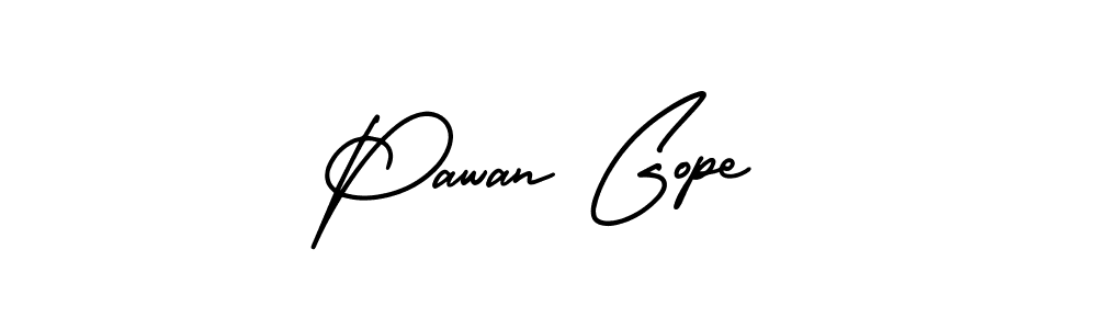 How to make Pawan Gope name signature. Use AmerikaSignatureDemo-Regular style for creating short signs online. This is the latest handwritten sign. Pawan Gope signature style 3 images and pictures png