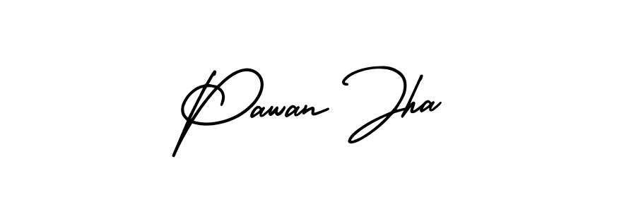 Use a signature maker to create a handwritten signature online. With this signature software, you can design (AmerikaSignatureDemo-Regular) your own signature for name Pawan Jha. Pawan Jha signature style 3 images and pictures png