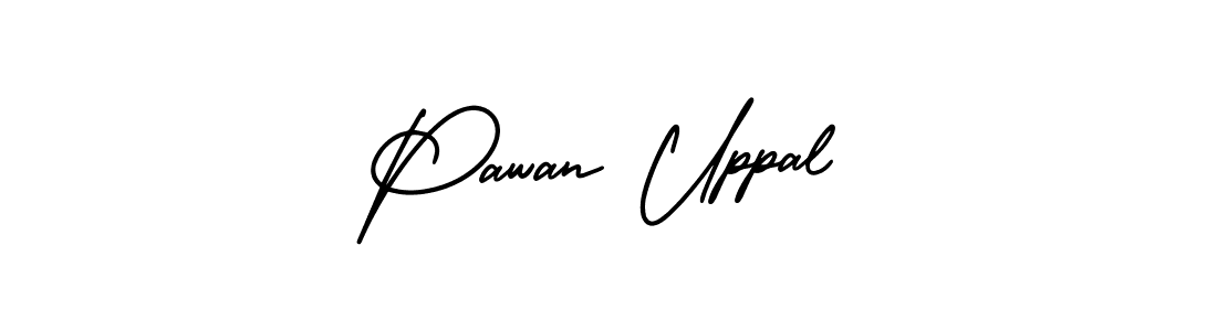 You should practise on your own different ways (AmerikaSignatureDemo-Regular) to write your name (Pawan Uppal) in signature. don't let someone else do it for you. Pawan Uppal signature style 3 images and pictures png