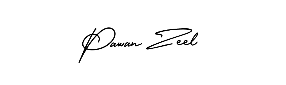 You should practise on your own different ways (AmerikaSignatureDemo-Regular) to write your name (Pawan Zeel) in signature. don't let someone else do it for you. Pawan Zeel signature style 3 images and pictures png