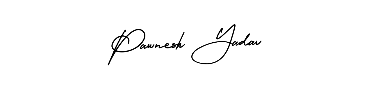 You should practise on your own different ways (AmerikaSignatureDemo-Regular) to write your name (Pawnesh Yadav) in signature. don't let someone else do it for you. Pawnesh Yadav signature style 3 images and pictures png