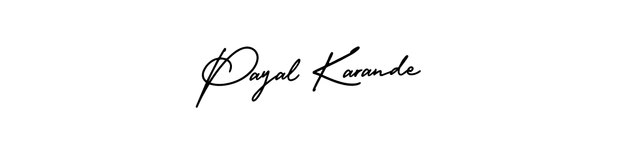 You should practise on your own different ways (AmerikaSignatureDemo-Regular) to write your name (Payal Karande) in signature. don't let someone else do it for you. Payal Karande signature style 3 images and pictures png