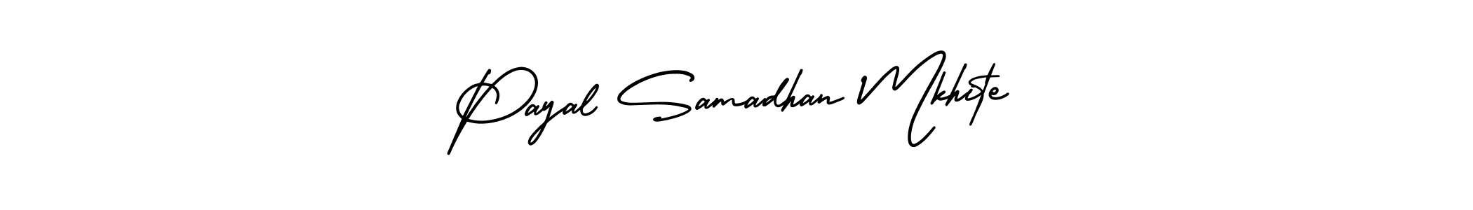 The best way (AmerikaSignatureDemo-Regular) to make a short signature is to pick only two or three words in your name. The name Payal Samadhan Mkhite include a total of six letters. For converting this name. Payal Samadhan Mkhite signature style 3 images and pictures png