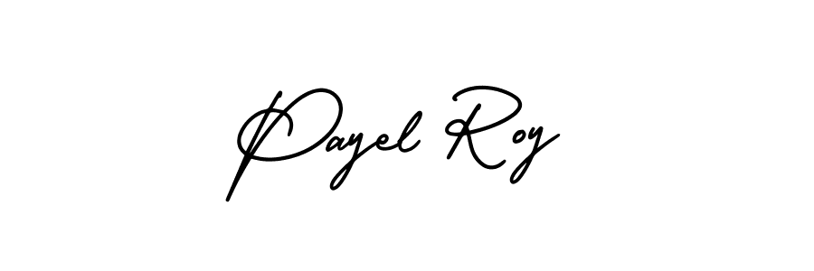 You should practise on your own different ways (AmerikaSignatureDemo-Regular) to write your name (Payel Roy) in signature. don't let someone else do it for you. Payel Roy signature style 3 images and pictures png