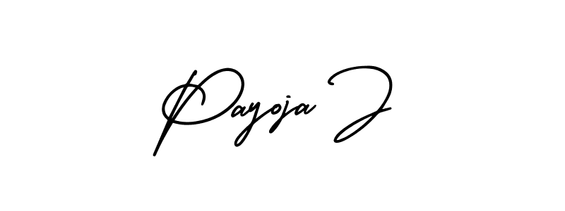 Payoja J stylish signature style. Best Handwritten Sign (AmerikaSignatureDemo-Regular) for my name. Handwritten Signature Collection Ideas for my name Payoja J. Payoja J signature style 3 images and pictures png