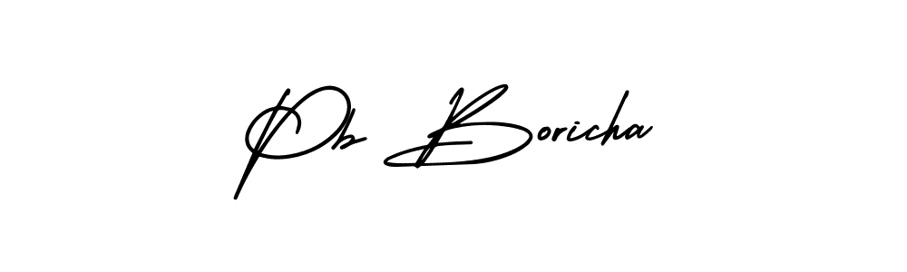 The best way (AmerikaSignatureDemo-Regular) to make a short signature is to pick only two or three words in your name. The name Pb Boricha include a total of six letters. For converting this name. Pb Boricha signature style 3 images and pictures png