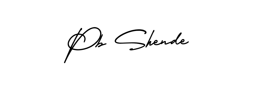 You should practise on your own different ways (AmerikaSignatureDemo-Regular) to write your name (Pb Shende) in signature. don't let someone else do it for you. Pb Shende signature style 3 images and pictures png