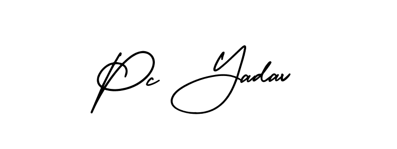 AmerikaSignatureDemo-Regular is a professional signature style that is perfect for those who want to add a touch of class to their signature. It is also a great choice for those who want to make their signature more unique. Get Pc Yadav name to fancy signature for free. Pc Yadav signature style 3 images and pictures png