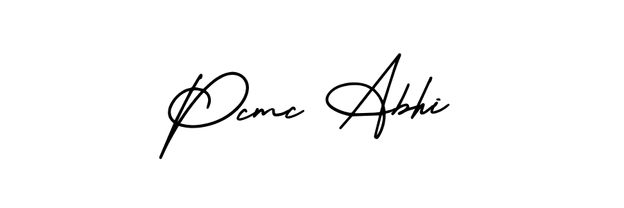 AmerikaSignatureDemo-Regular is a professional signature style that is perfect for those who want to add a touch of class to their signature. It is also a great choice for those who want to make their signature more unique. Get Pcmc Abhi name to fancy signature for free. Pcmc Abhi signature style 3 images and pictures png
