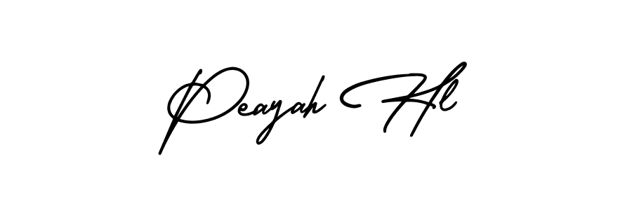 The best way (AmerikaSignatureDemo-Regular) to make a short signature is to pick only two or three words in your name. The name Peayah Hl include a total of six letters. For converting this name. Peayah Hl signature style 3 images and pictures png