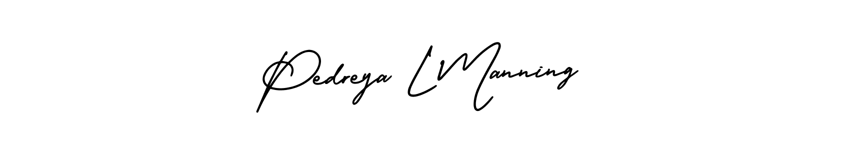 Make a short Pedreya L Manning signature style. Manage your documents anywhere anytime using AmerikaSignatureDemo-Regular. Create and add eSignatures, submit forms, share and send files easily. Pedreya L Manning signature style 3 images and pictures png