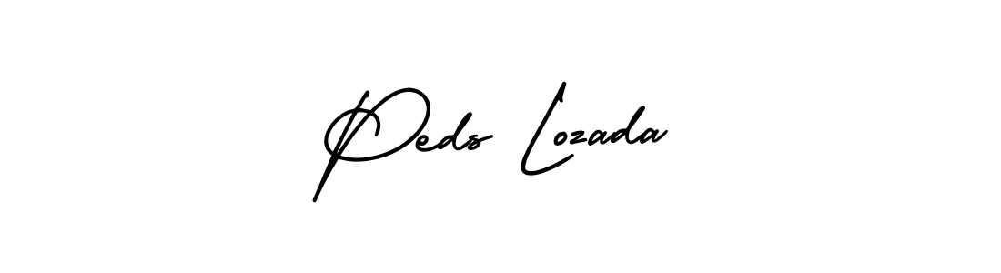 The best way (AmerikaSignatureDemo-Regular) to make a short signature is to pick only two or three words in your name. The name Peds Lozada include a total of six letters. For converting this name. Peds Lozada signature style 3 images and pictures png