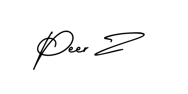 How to make Peer Z name signature. Use AmerikaSignatureDemo-Regular style for creating short signs online. This is the latest handwritten sign. Peer Z signature style 3 images and pictures png