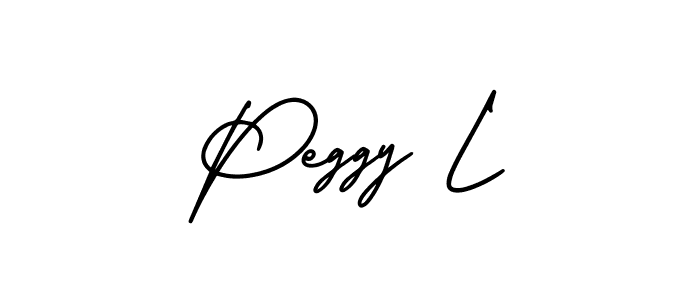 You should practise on your own different ways (AmerikaSignatureDemo-Regular) to write your name (Peggy L) in signature. don't let someone else do it for you. Peggy L signature style 3 images and pictures png