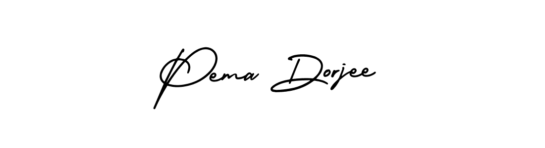 How to make Pema Dorjee name signature. Use AmerikaSignatureDemo-Regular style for creating short signs online. This is the latest handwritten sign. Pema Dorjee signature style 3 images and pictures png