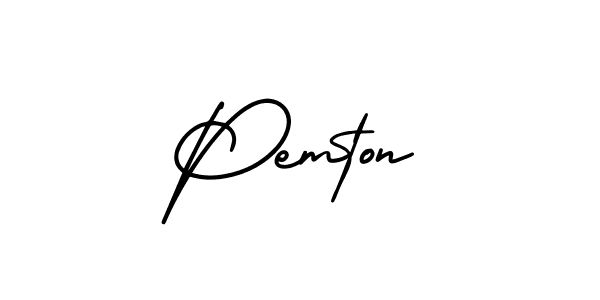 Pemton stylish signature style. Best Handwritten Sign (AmerikaSignatureDemo-Regular) for my name. Handwritten Signature Collection Ideas for my name Pemton. Pemton signature style 3 images and pictures png