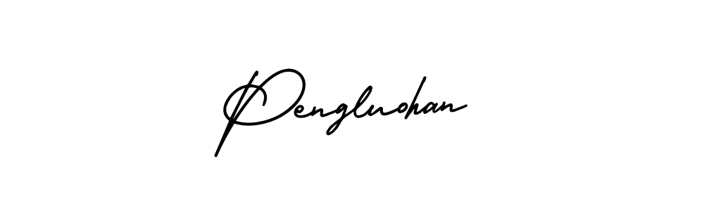 You should practise on your own different ways (AmerikaSignatureDemo-Regular) to write your name (Pengluohan) in signature. don't let someone else do it for you. Pengluohan signature style 3 images and pictures png