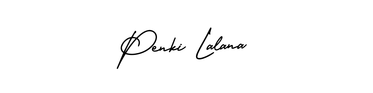 The best way (AmerikaSignatureDemo-Regular) to make a short signature is to pick only two or three words in your name. The name Penki Lalana include a total of six letters. For converting this name. Penki Lalana signature style 3 images and pictures png