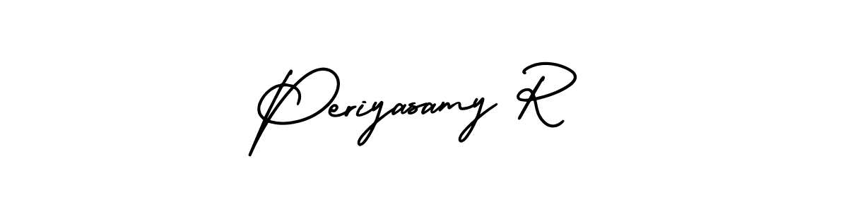 How to make Periyasamy R name signature. Use AmerikaSignatureDemo-Regular style for creating short signs online. This is the latest handwritten sign. Periyasamy R signature style 3 images and pictures png