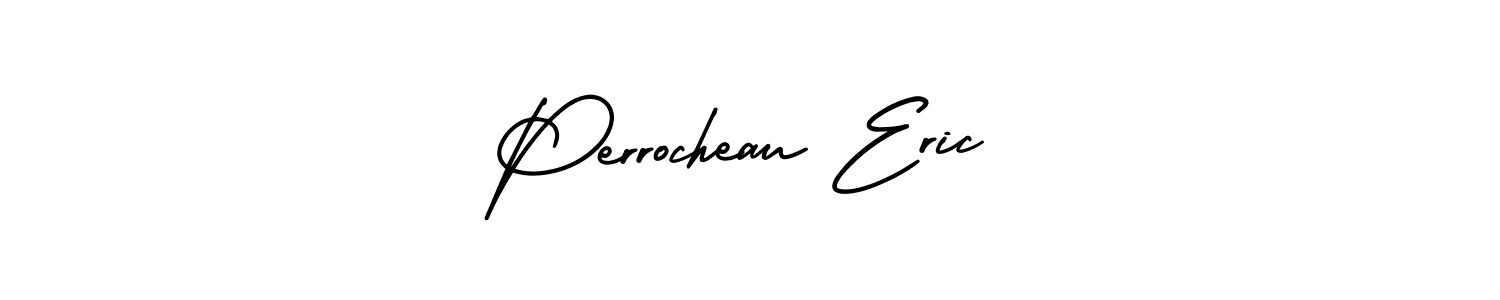 You should practise on your own different ways (AmerikaSignatureDemo-Regular) to write your name (Perrocheau Eric) in signature. don't let someone else do it for you. Perrocheau Eric signature style 3 images and pictures png