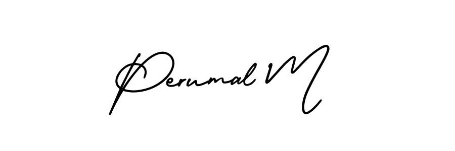 Design your own signature with our free online signature maker. With this signature software, you can create a handwritten (AmerikaSignatureDemo-Regular) signature for name Perumal M. Perumal M signature style 3 images and pictures png