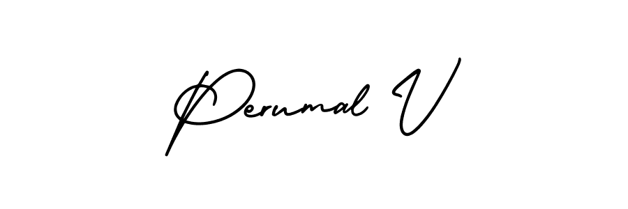 Design your own signature with our free online signature maker. With this signature software, you can create a handwritten (AmerikaSignatureDemo-Regular) signature for name Perumal V. Perumal V signature style 3 images and pictures png