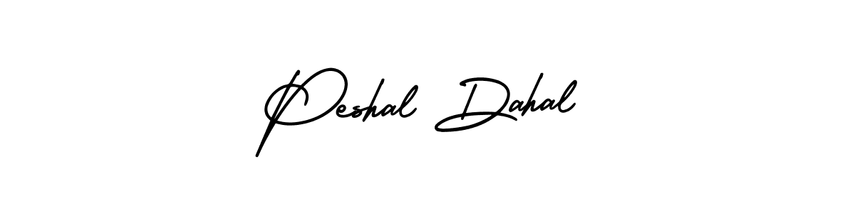 How to make Peshal Dahal name signature. Use AmerikaSignatureDemo-Regular style for creating short signs online. This is the latest handwritten sign. Peshal Dahal signature style 3 images and pictures png