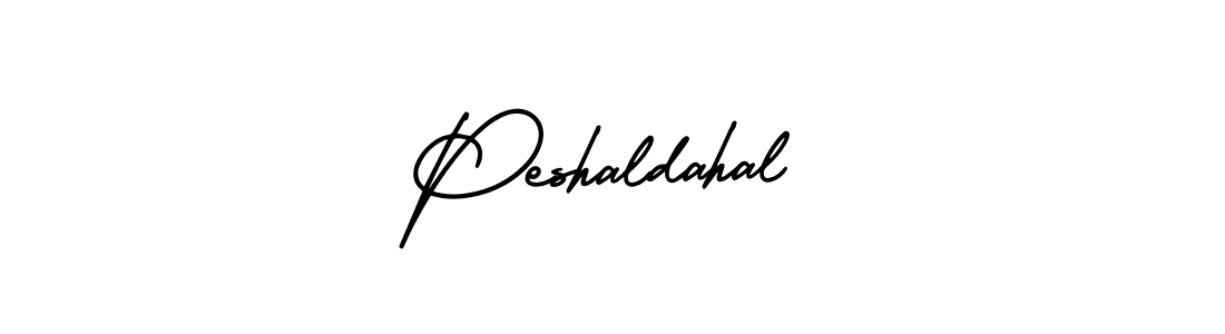 You should practise on your own different ways (AmerikaSignatureDemo-Regular) to write your name (Peshaldahal) in signature. don't let someone else do it for you. Peshaldahal signature style 3 images and pictures png