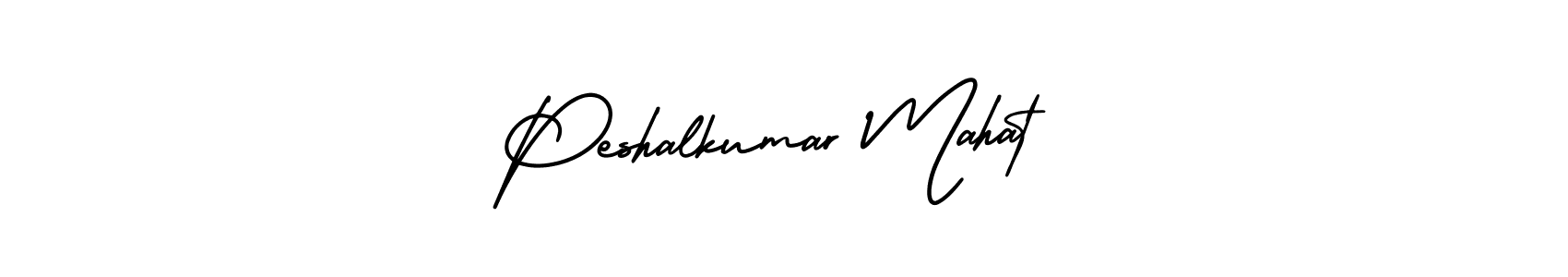 Similarly AmerikaSignatureDemo-Regular is the best handwritten signature design. Signature creator online .You can use it as an online autograph creator for name Peshalkumar Mahat. Peshalkumar Mahat signature style 3 images and pictures png