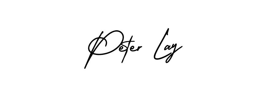 You should practise on your own different ways (AmerikaSignatureDemo-Regular) to write your name (Peter Lay) in signature. don't let someone else do it for you. Peter Lay signature style 3 images and pictures png