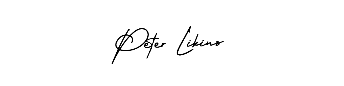 You should practise on your own different ways (AmerikaSignatureDemo-Regular) to write your name (Peter Likins) in signature. don't let someone else do it for you. Peter Likins signature style 3 images and pictures png