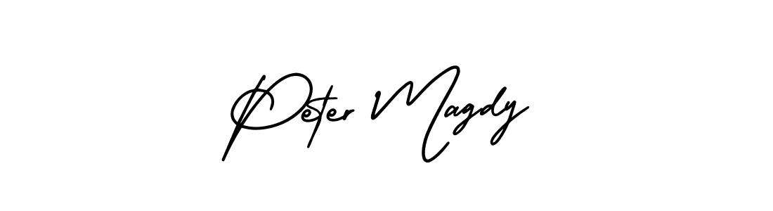 The best way (AmerikaSignatureDemo-Regular) to make a short signature is to pick only two or three words in your name. The name Peter Magdy include a total of six letters. For converting this name. Peter Magdy signature style 3 images and pictures png