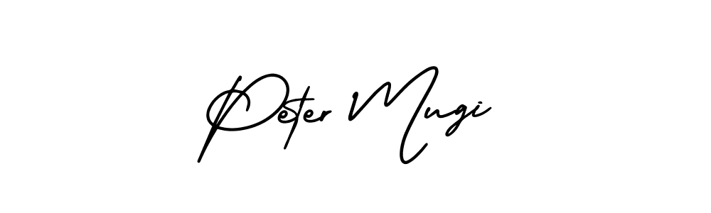 Peter Mugi stylish signature style. Best Handwritten Sign (AmerikaSignatureDemo-Regular) for my name. Handwritten Signature Collection Ideas for my name Peter Mugi. Peter Mugi signature style 3 images and pictures png