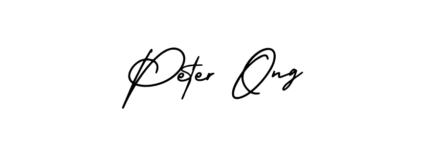 Peter Ong stylish signature style. Best Handwritten Sign (AmerikaSignatureDemo-Regular) for my name. Handwritten Signature Collection Ideas for my name Peter Ong. Peter Ong signature style 3 images and pictures png
