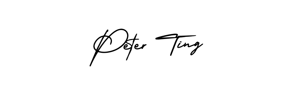 The best way (AmerikaSignatureDemo-Regular) to make a short signature is to pick only two or three words in your name. The name Peter Ting include a total of six letters. For converting this name. Peter Ting signature style 3 images and pictures png