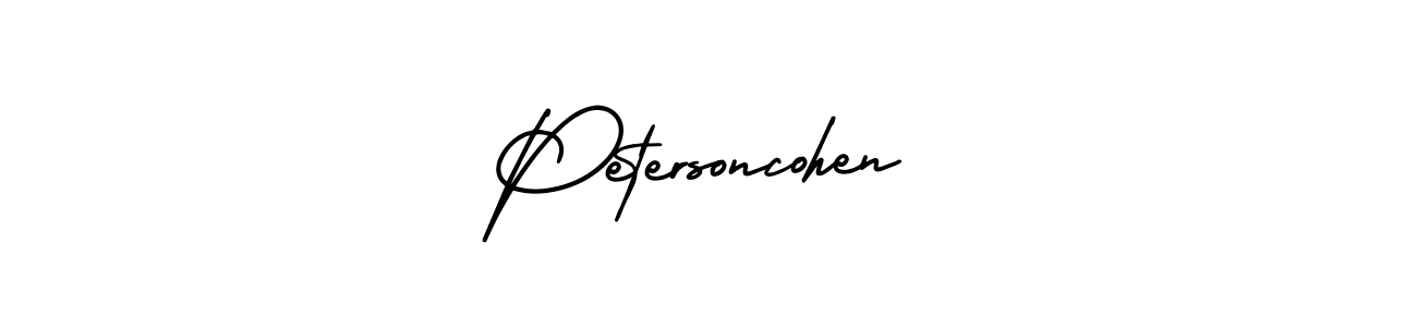 The best way (AmerikaSignatureDemo-Regular) to make a short signature is to pick only two or three words in your name. The name Petersoncohen include a total of six letters. For converting this name. Petersoncohen signature style 3 images and pictures png