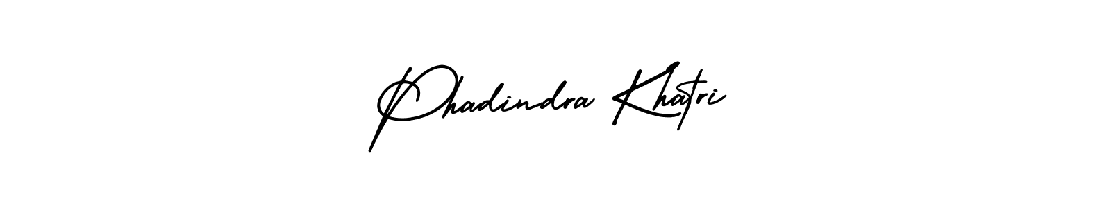The best way (AmerikaSignatureDemo-Regular) to make a short signature is to pick only two or three words in your name. The name Phadindra Khatri include a total of six letters. For converting this name. Phadindra Khatri signature style 3 images and pictures png