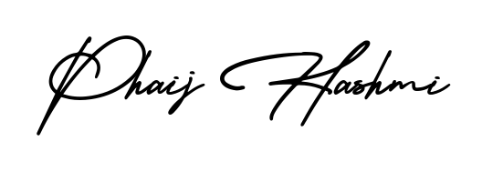 The AmerikaSignatureDemo-Regular handwriting style adds charm and authenticity to name Phaij Hashmi. A wonderful choice for personal thank-you notes. Phaij Hashmi signature style 3 images and pictures png