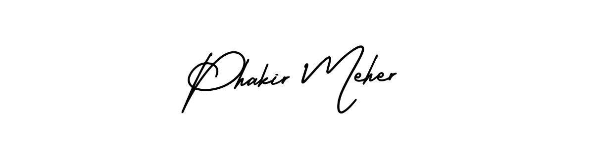 The best way (AmerikaSignatureDemo-Regular) to make a short signature is to pick only two or three words in your name. The name Phakir Meher include a total of six letters. For converting this name. Phakir Meher signature style 3 images and pictures png