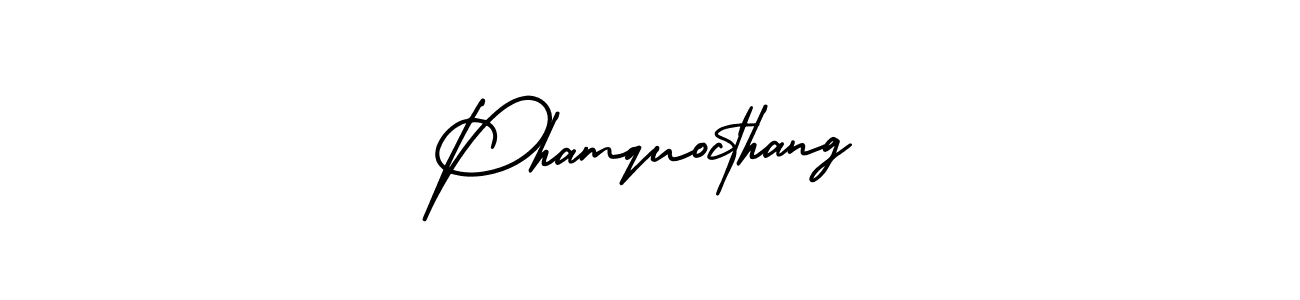 The best way (AmerikaSignatureDemo-Regular) to make a short signature is to pick only two or three words in your name. The name Phamquocthang include a total of six letters. For converting this name. Phamquocthang signature style 3 images and pictures png