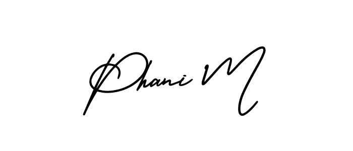 How to make Phani M name signature. Use AmerikaSignatureDemo-Regular style for creating short signs online. This is the latest handwritten sign. Phani M signature style 3 images and pictures png