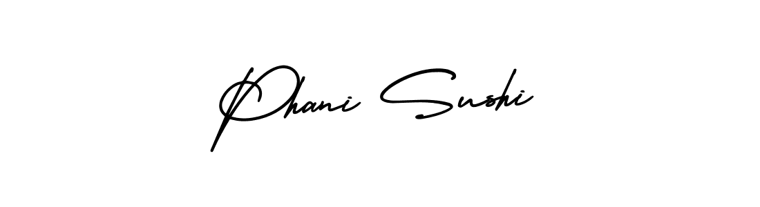 Similarly AmerikaSignatureDemo-Regular is the best handwritten signature design. Signature creator online .You can use it as an online autograph creator for name Phani Sushi. Phani Sushi signature style 3 images and pictures png