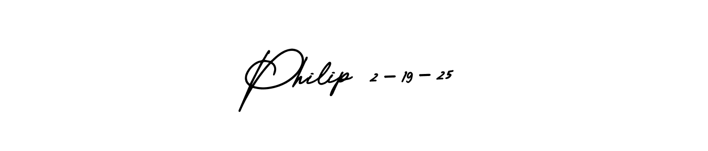 AmerikaSignatureDemo-Regular is a professional signature style that is perfect for those who want to add a touch of class to their signature. It is also a great choice for those who want to make their signature more unique. Get Philip 2-19-25 name to fancy signature for free. Philip 2-19-25 signature style 3 images and pictures png