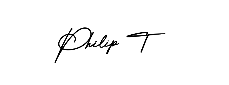 Design your own signature with our free online signature maker. With this signature software, you can create a handwritten (AmerikaSignatureDemo-Regular) signature for name Philip T. Philip T signature style 3 images and pictures png