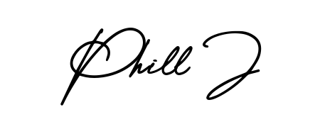 The AmerikaSignatureDemo-Regular handwriting style adds charm and authenticity to name Phill J. A wonderful choice for personal thank-you notes. Phill J signature style 3 images and pictures png